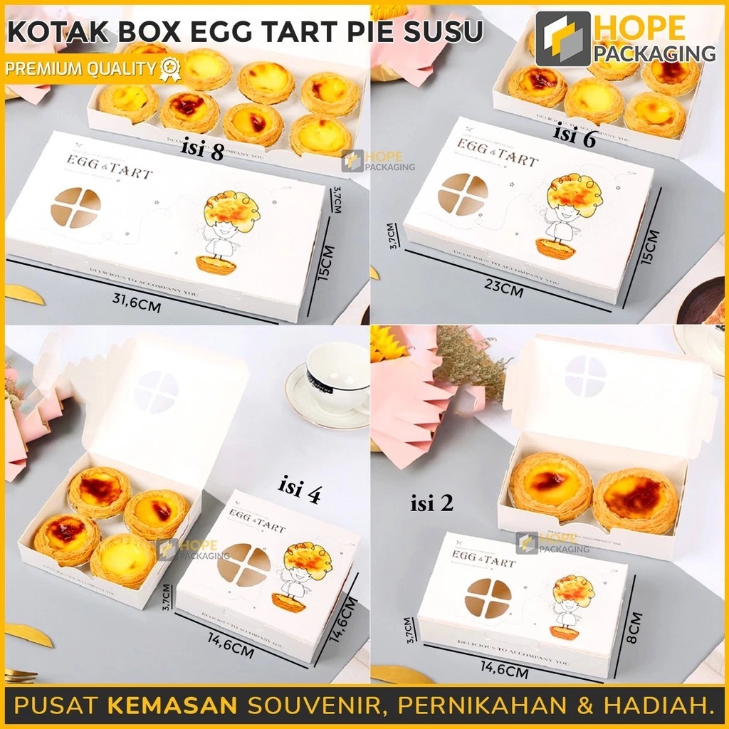 [5 PCS] Kotak Box Egg Tart Pie Susu/ Kotak Kue  Dessert Pie & Egg tart Aesthetic/ Box Kue
