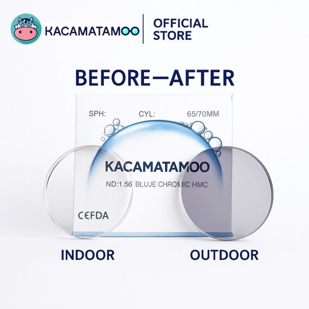 KACAMATAMOO Lensa Kacamata BlueChromic 2in1 - Lensa Anti Radiasi, Blue Light, Minus, Silinder