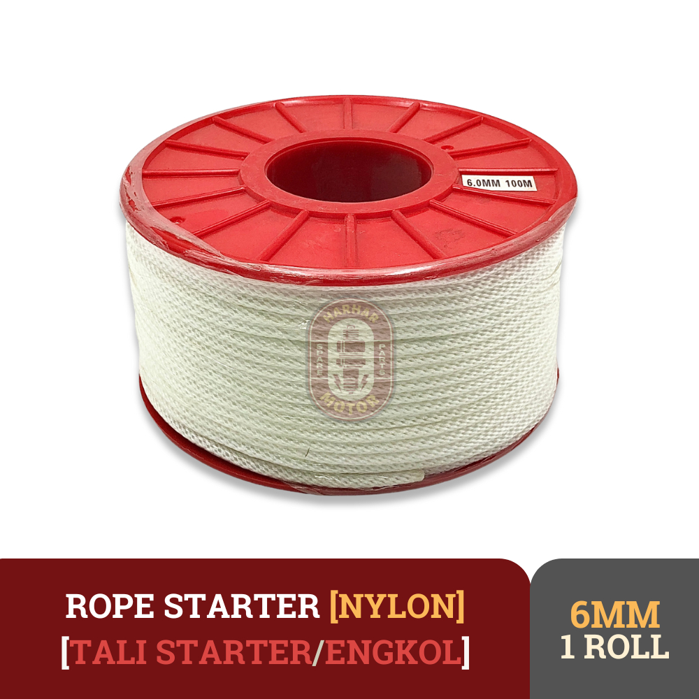 TALI STARTER 6MM NYLON IMPORT 1 ROLL 100M ROPE STARTER NYLON IMPORT 6MM 1 ROLL 100M