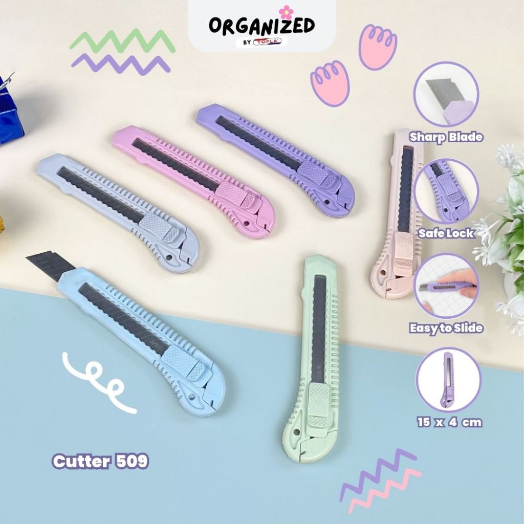 

Topla cutter renceng pisau pemotong kardus karton kertas murah anti karat warna pastel