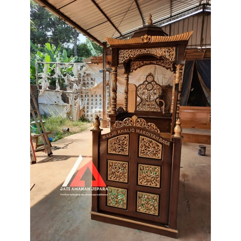 mimbar masjid, mimbar kubah, mimbar masjid kayu jati asli, mimbar khutbah, mimbar minimalis, mimbar 