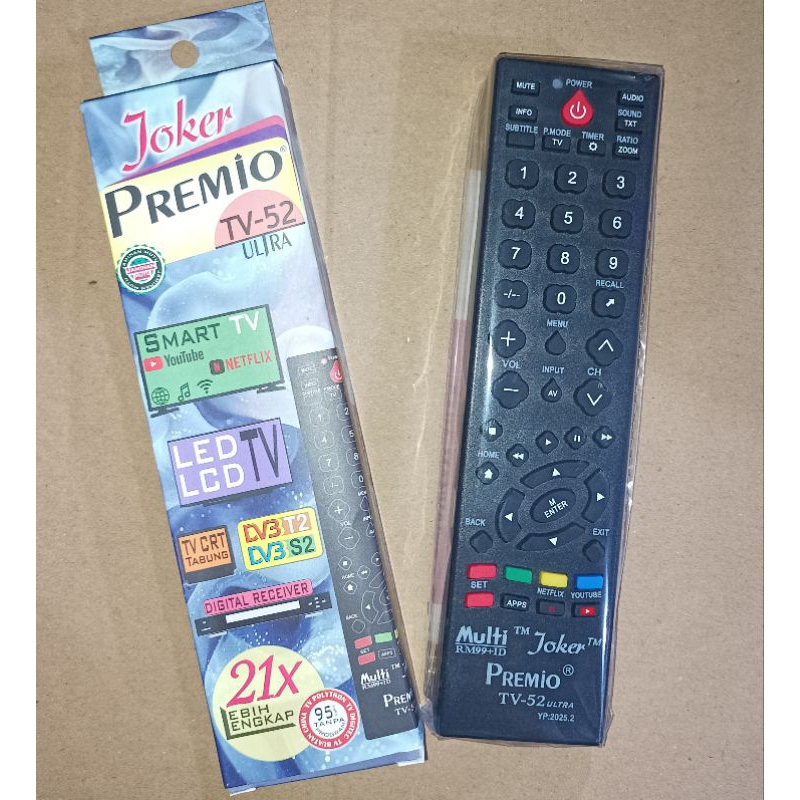 Remote TV-52 JOKER PREMIO / Remote TV Tabung / LCD / LED / SMART / RECEIVER Remote TV Universal