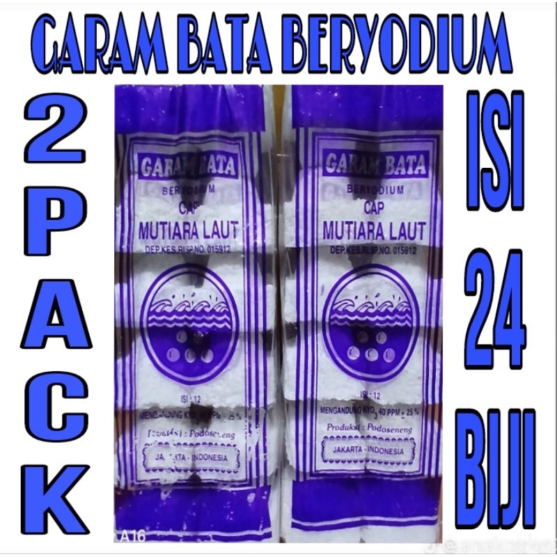 

Garam bata Mutiara laut/Garam Bata beryodium 2 PACK ISI 24 Berat 500 Gram