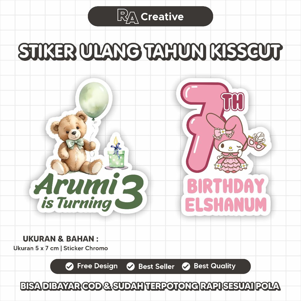 

Stiker Ulang Tahun Kisscut Karakter Custom/Label Stiker Ultah Anak Murah