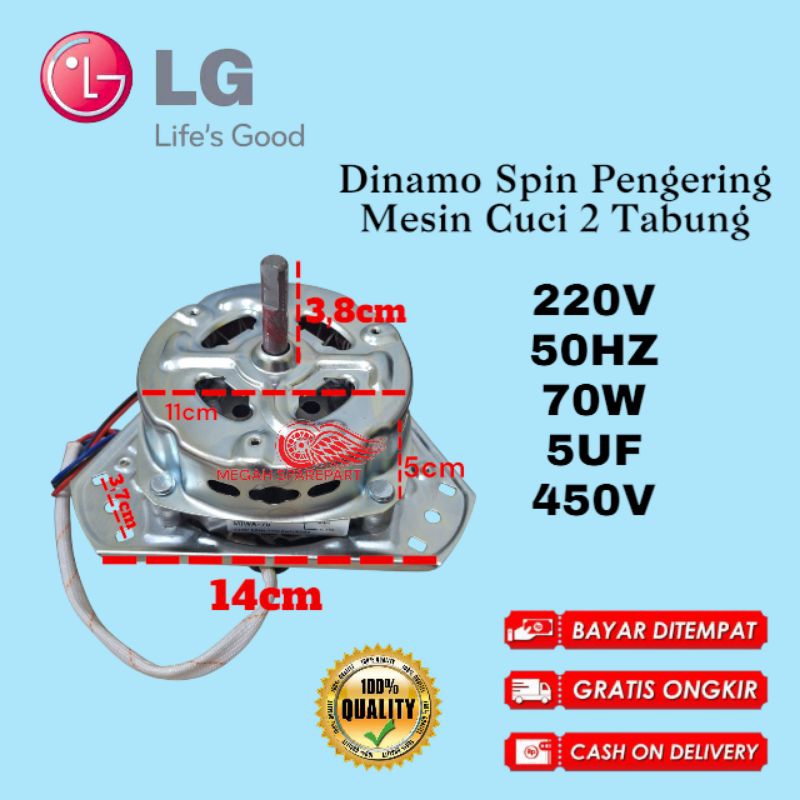 DINAMO SPIN PENGERING MESIN CUCI LG 2 TABUNG 7-10KG PREMIUM QUALITY 70WATT