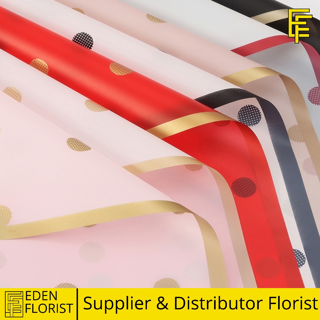 

Flower Wrapping Polkadot Les Gold Cellophane Kertas Buket Bunga Wrapping Paper KB6030