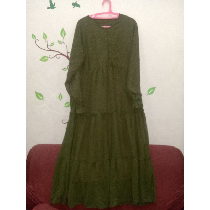 Gamis second ceruty warna hijau army