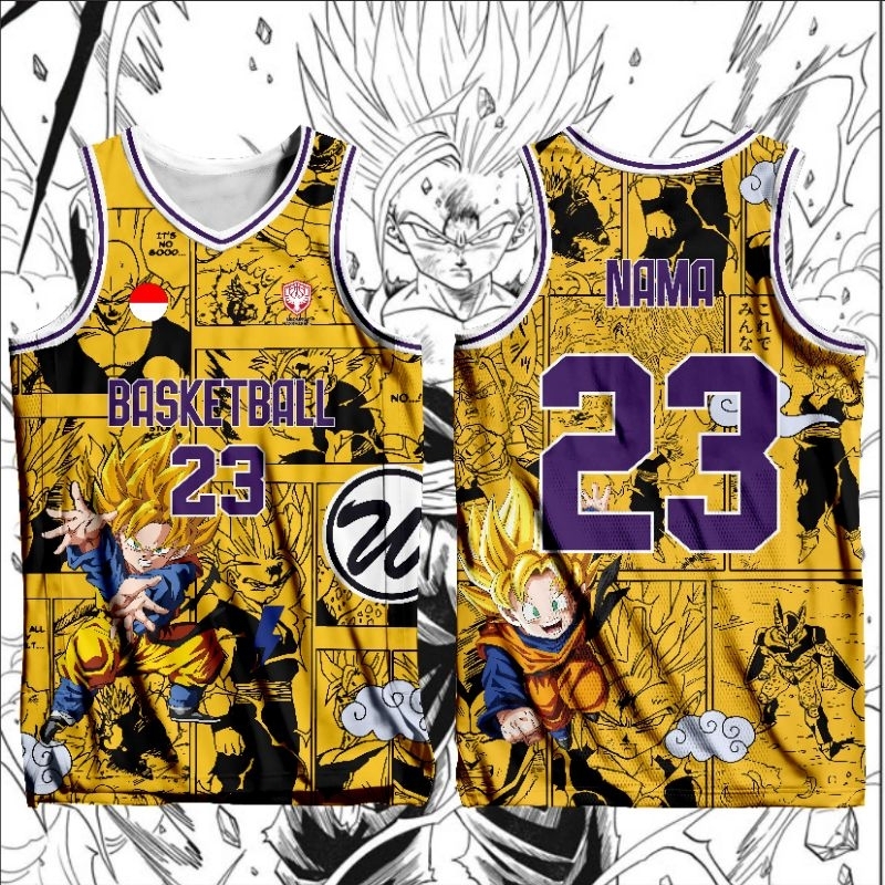 jersey basket dragonball version Jersey Basket Custom - Cetak Nama & Nomor Sendiri - Bahan Premium D