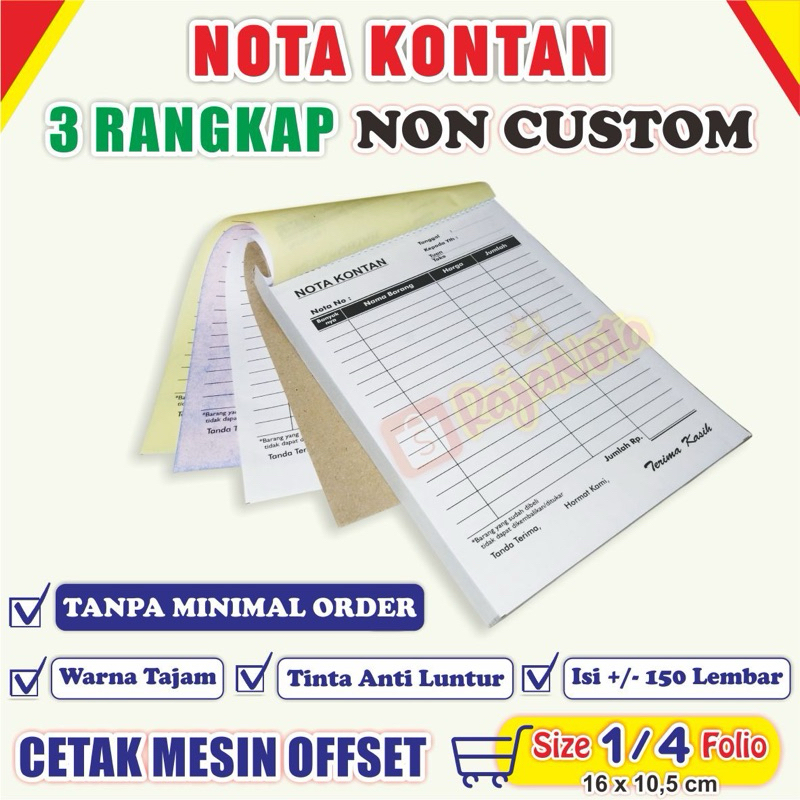 

NOTA KONTAN 3 RANGKAP NON CUSTOM ISI 150 LEMBAR