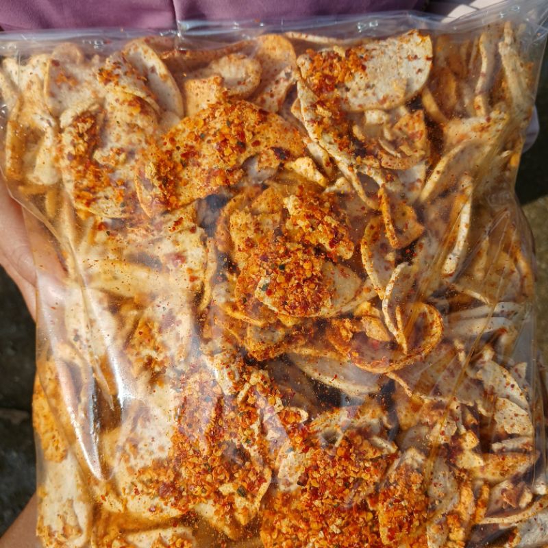 

Basreng Koin Bulat Pedas Daun Jeruk Kemasan 1kg