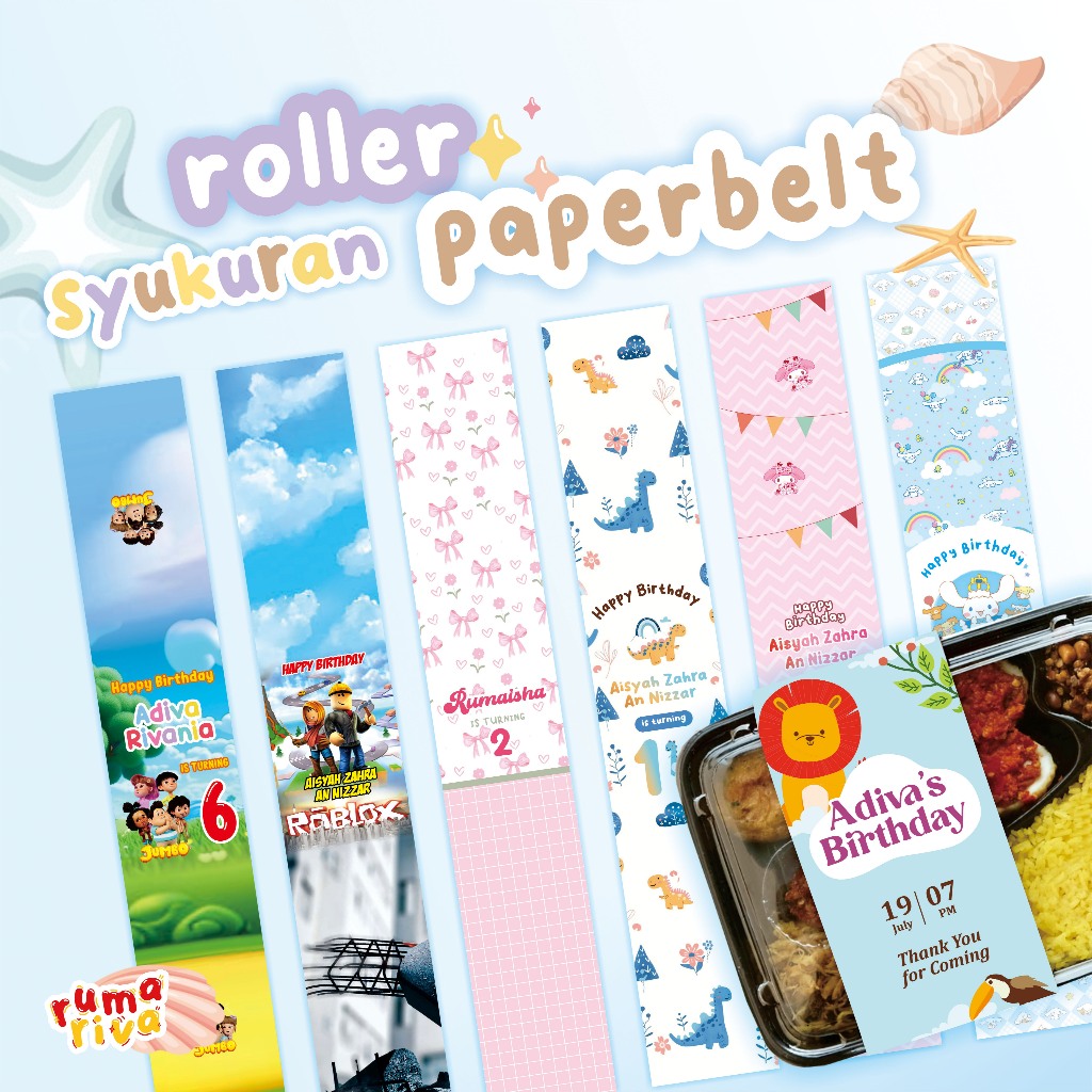 

ROLLER ULANG TAHUN ◽ PAPERBELT ULTAH ◽ PAPER BELT BENTO ◽ NASI KOTAK ULANG TAHUN ◽ AQIQAH