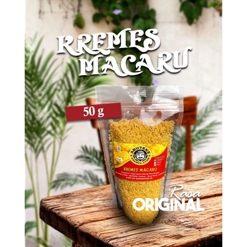 

Kremesan Ayam Viral Kremes Ayam Ungkep Abuteke MACARU - Kemasan Praktis Pouch 50gr Rasa Original