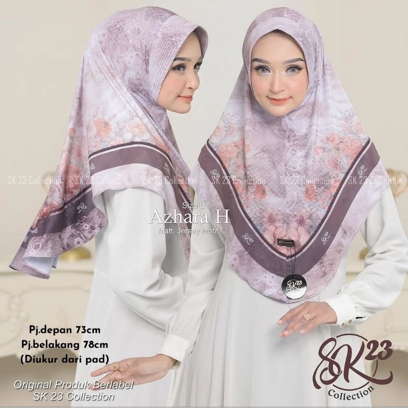 Azhara H Hijab Instan Jersey Motif Bunga / Jilbab Bergo Langsungan Motif