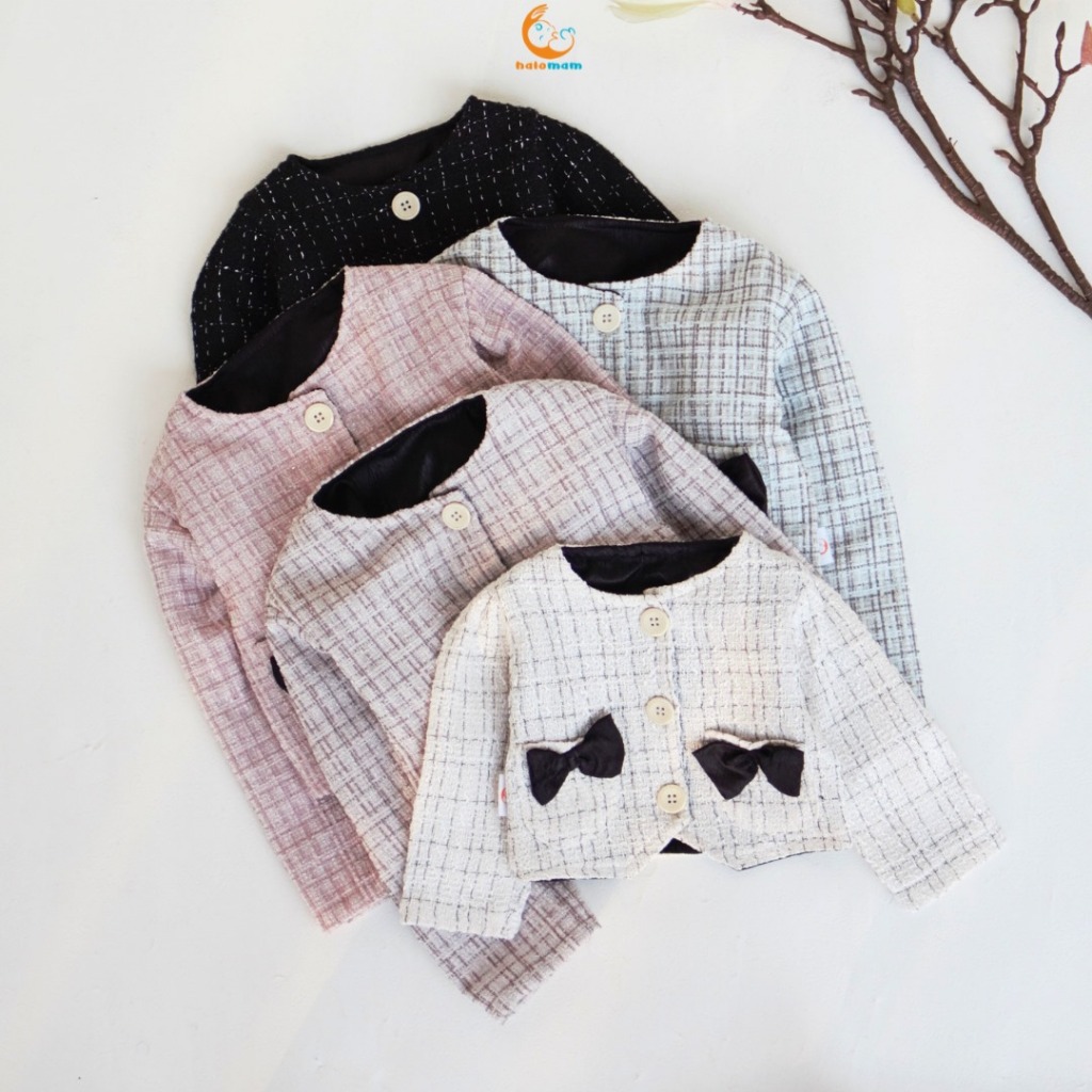 Halomam - Blazer Tweed (Blazer Anak/Bayi Perempuan 3 bulan - 6 tahun/Tweed Blazer)