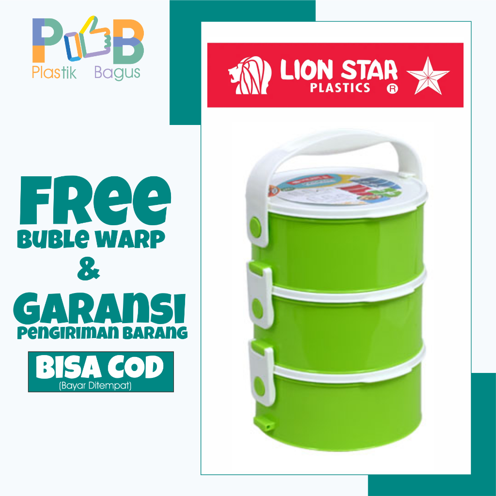 Rantang lion star piknik soto rawon susun 3  R-26 Kasava Round Food Carrier 3 Stacks tmc