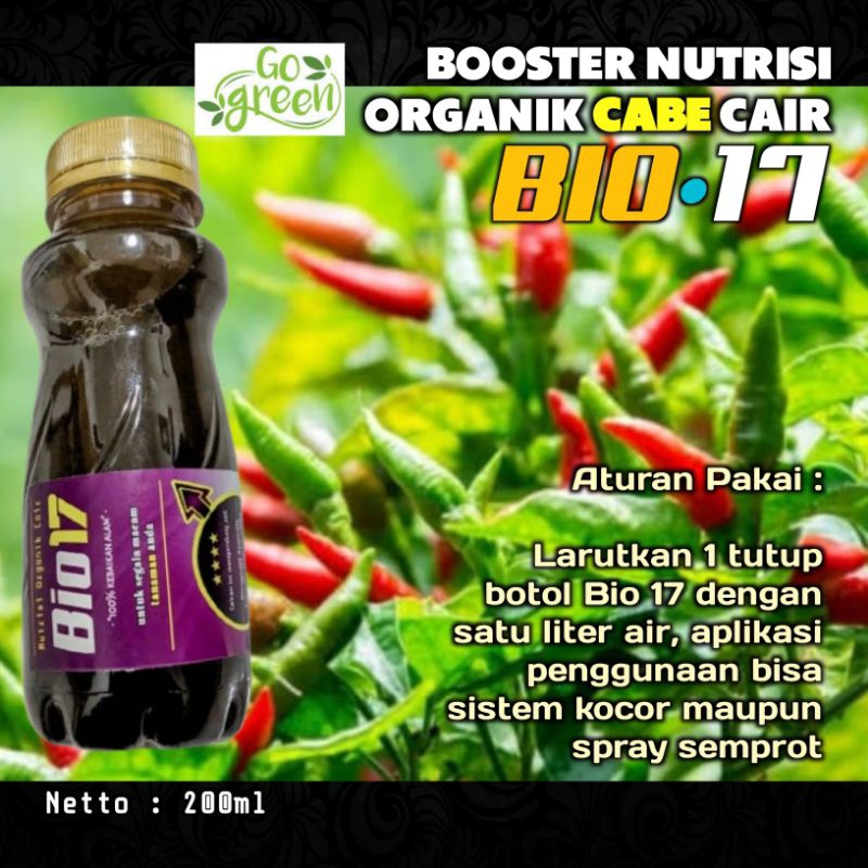 Bio 17 Booster Nutrisi Pupuk Cabe Organik Cair Pupuk Cabe Cair Pupuk Lombok Cair Pupuk Penyubur & Pe