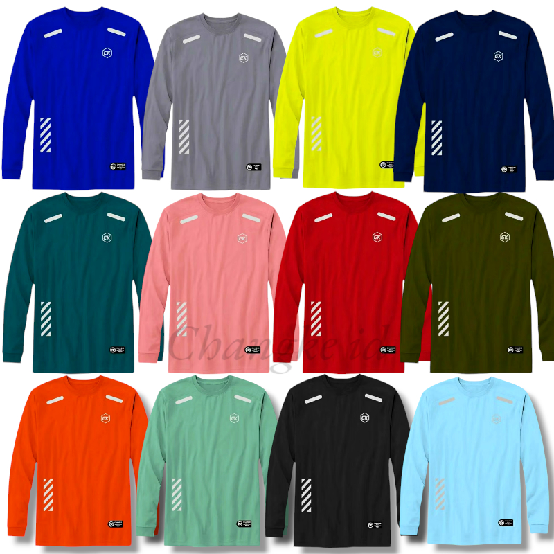 KAOS OLAHRAGA LENGAN PANJANG JERSEY BADMINTON SEPAK BOLA FUTSAL SENAM LARI GYM VOLLY L-XL-XXL