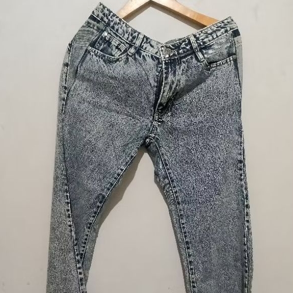 Celana Panjang Jeans White & Gold Wanita L Second Original