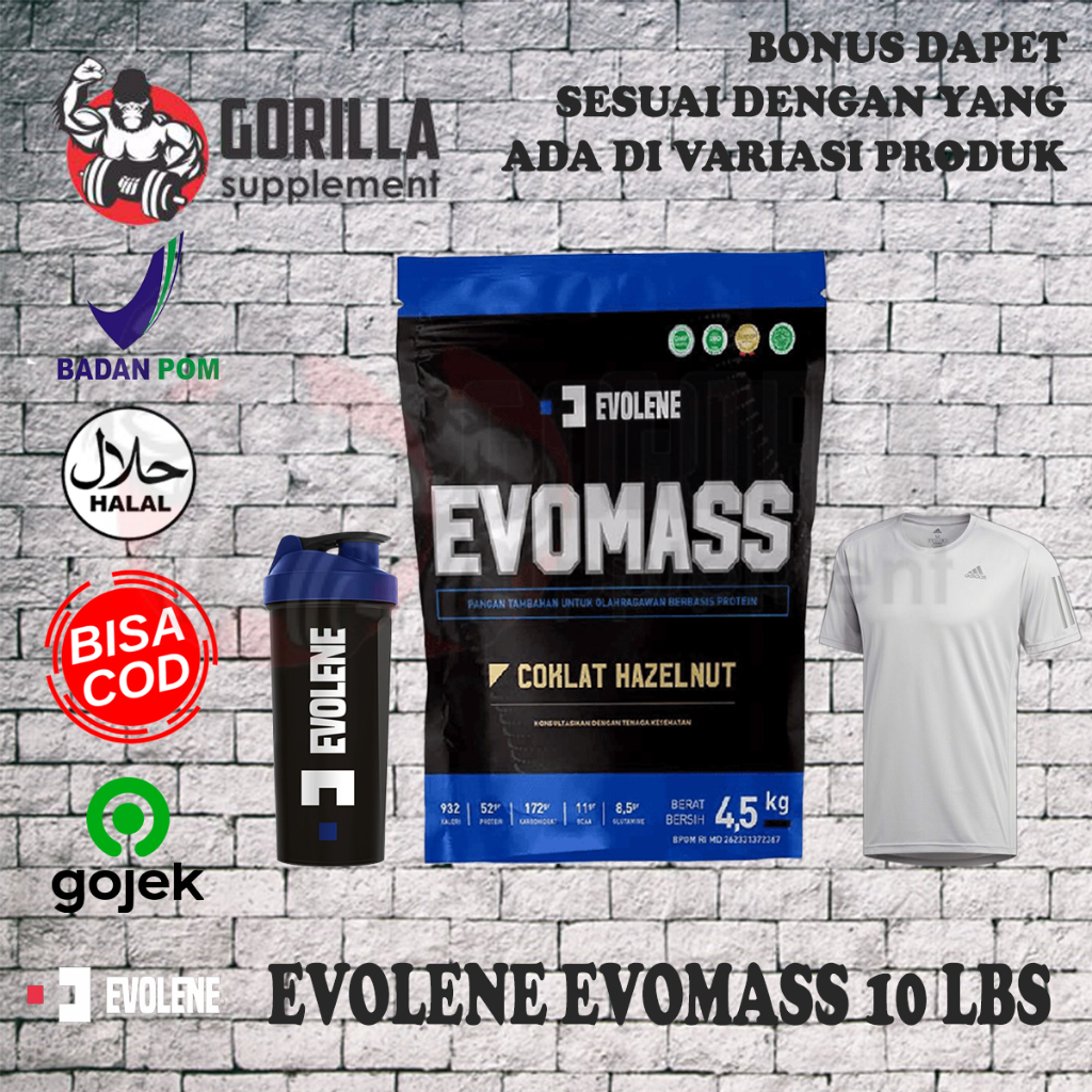 PROMO EVOLENE EVOMASS 10lbs 4500 Gram - Suplemen Fitness Mass Gainer Susu Penambah Berat Badan