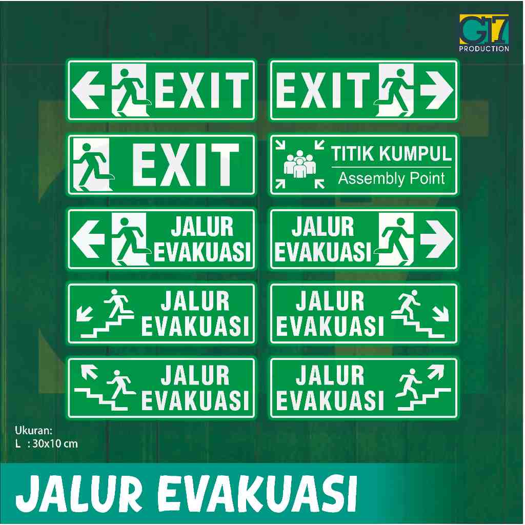 Rambu Jalur Evakuasi | Sign Exit | Stiker Jalur Evakuasi