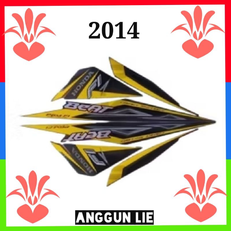 Striping Sticker Lis Body motor full Set  Beat Comby 2014 Warna Orange / Hijau / Kuning