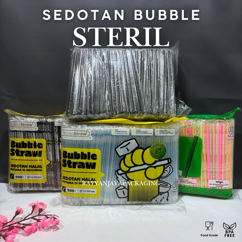 Sedotan Steril Bungkus Plastik Hitam Warna Warni Bening Goldenstraw Wigo