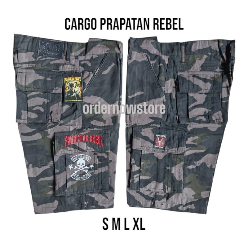 celana pendek cargo prapatan rebel bandung original camo bones abu.prapatan rebel official