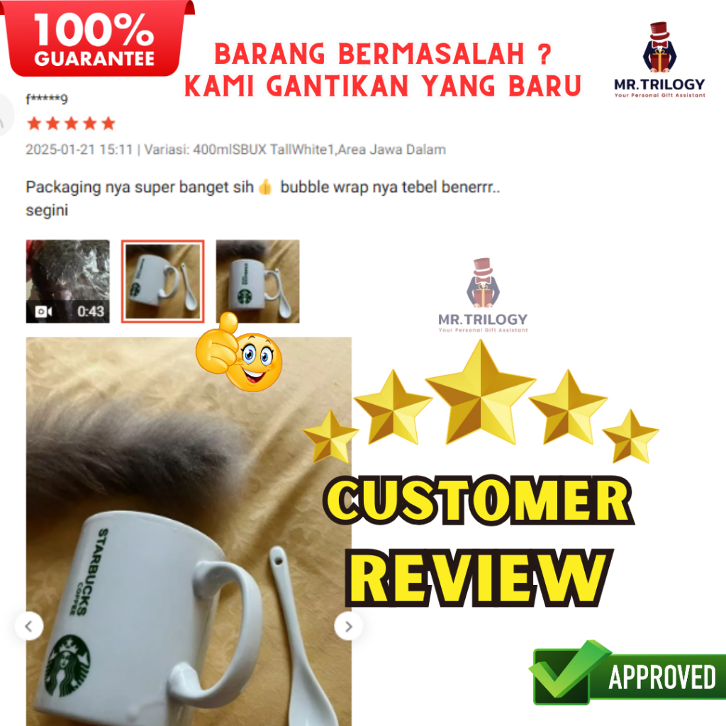 Hampers Gelas Cangkir STARBUCKS TALL WHITE Coffee Cup Cangkir Set Keramik Mug Kopi Tahan Panas FREE