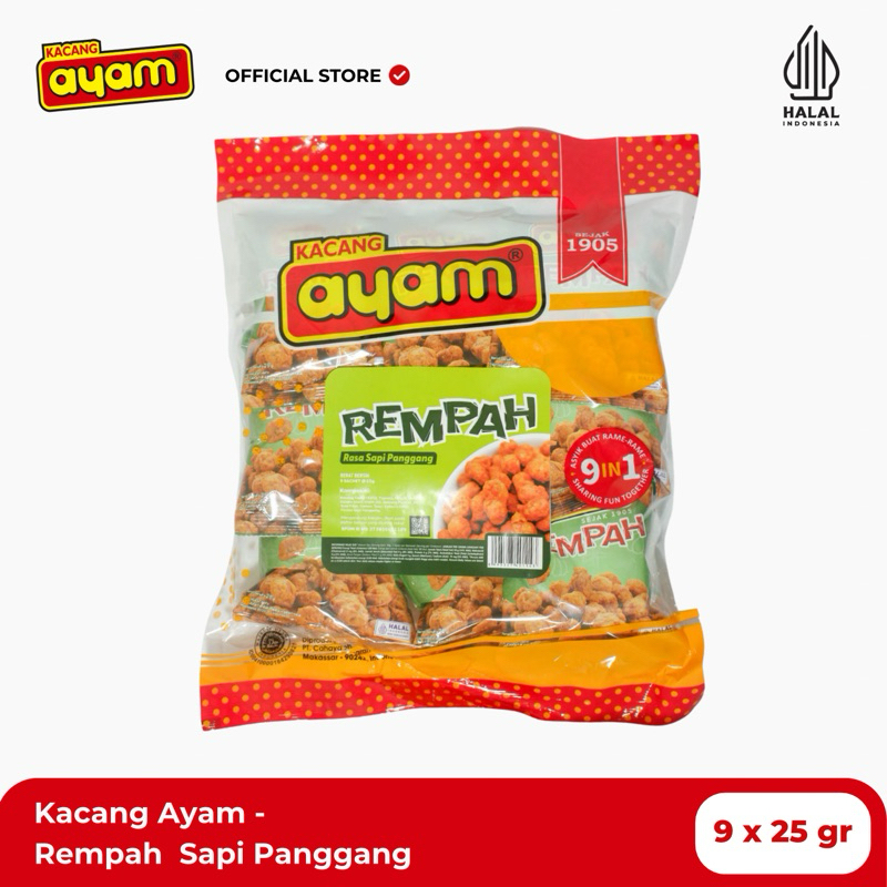 

Kacang Ayam - Kacang Rempah rasa Sapi Panggang Share Packs (9 in 1) 225gr