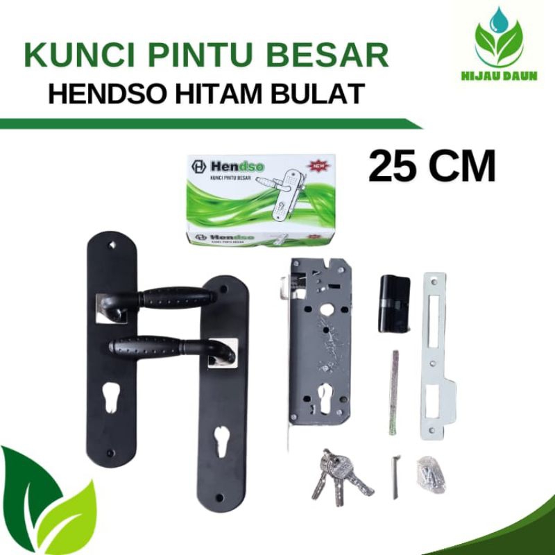 Kunci Pintu Besar / Slot Pintu / Handle Pintu Bulat Hitam 25cm Hendso