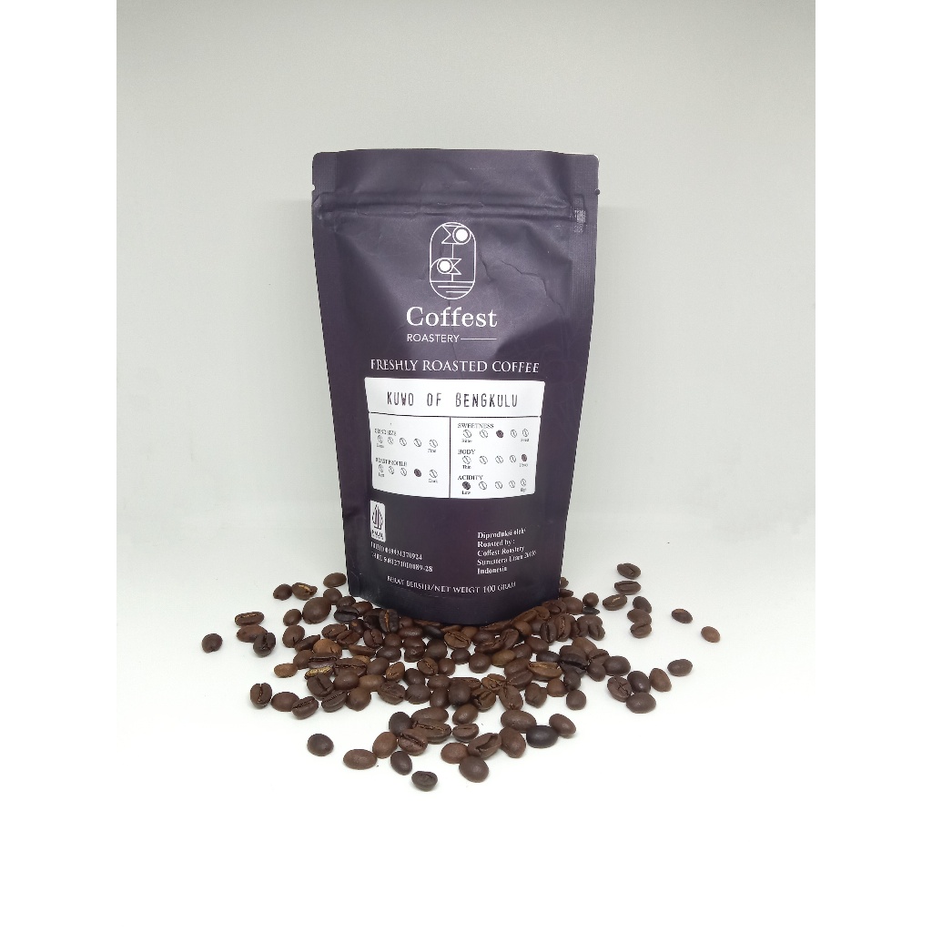 

Coffest Roastery - Kuwo of Bengkulu 100 gram - Roast Beans Biji Bubuk Kopi 100% Robusta Grade 1