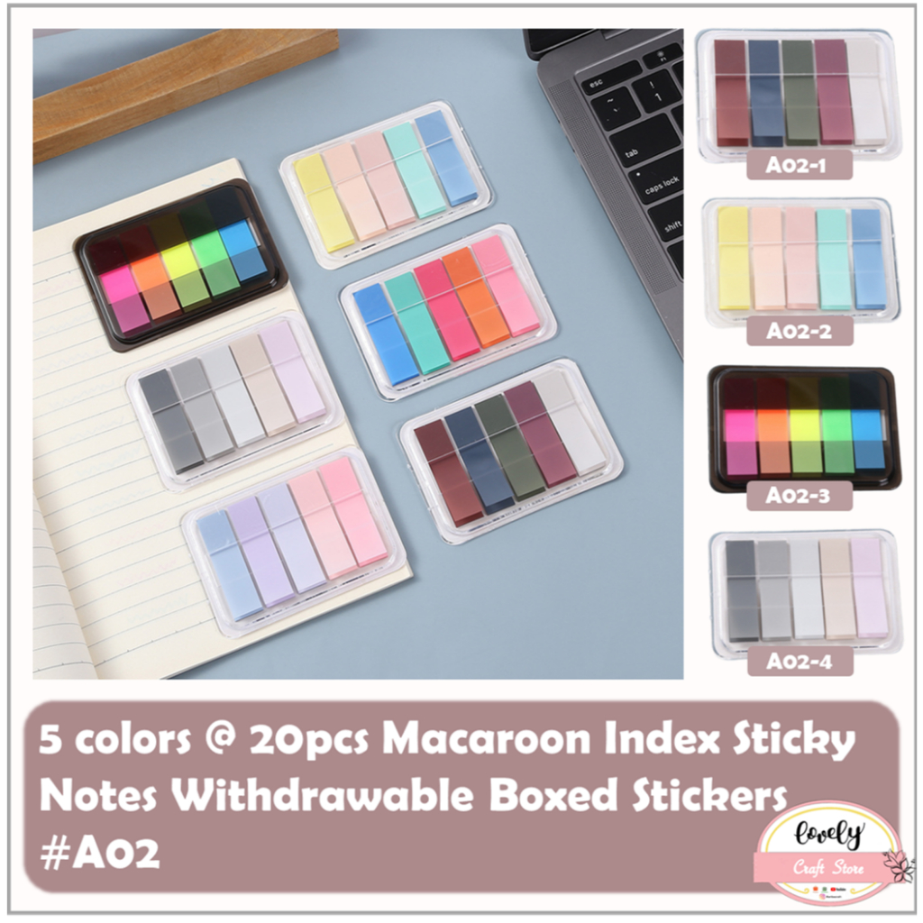

LovelyCraftStore | A02 ~ Macaroon Index Sticky Notes for Books, Binders with Box Sticky Notes dengan Box