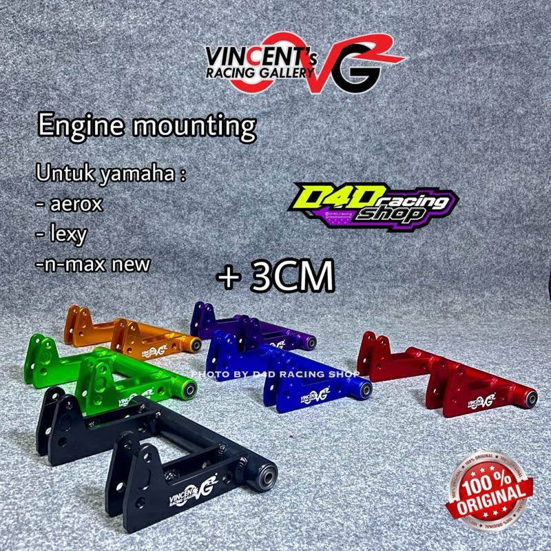 MONTING ENGINE MOUNTING 3CM AEROX LEXI NMAX NEW ORIGINAL VRG VINCENT RACING GALERI