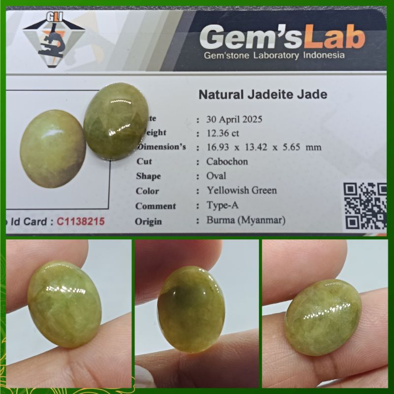 Natural Jadeite Jade big size Giok Burma Type-A memo GLI