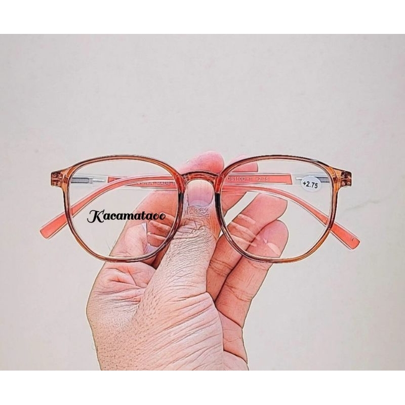 Kacamata Baca Kacamata Plus Frame Kotak Besar Gagang Per Kacamata Baca Cewek Cowok Kekinian Uk +1.00