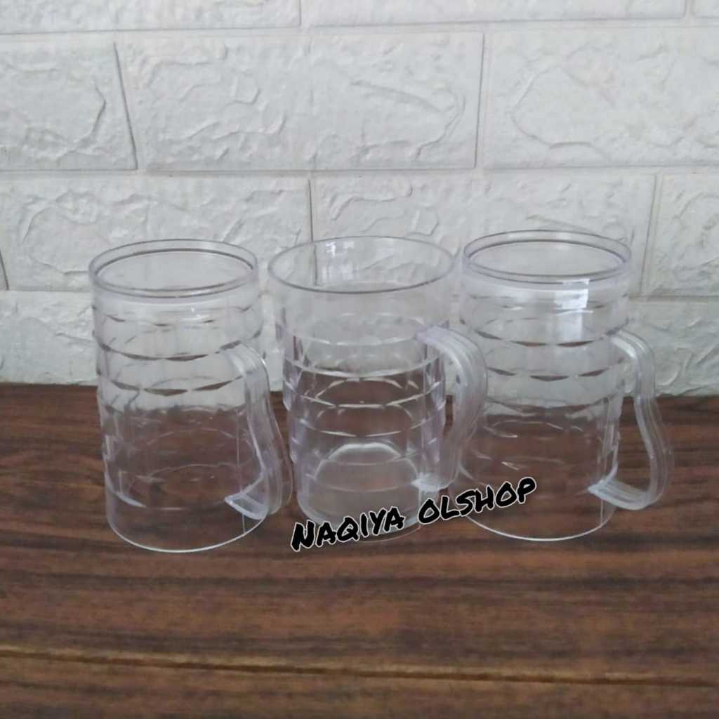 Gelas tangkai besar motif kotak anyaman plastik akrilik mika kristal terbaru