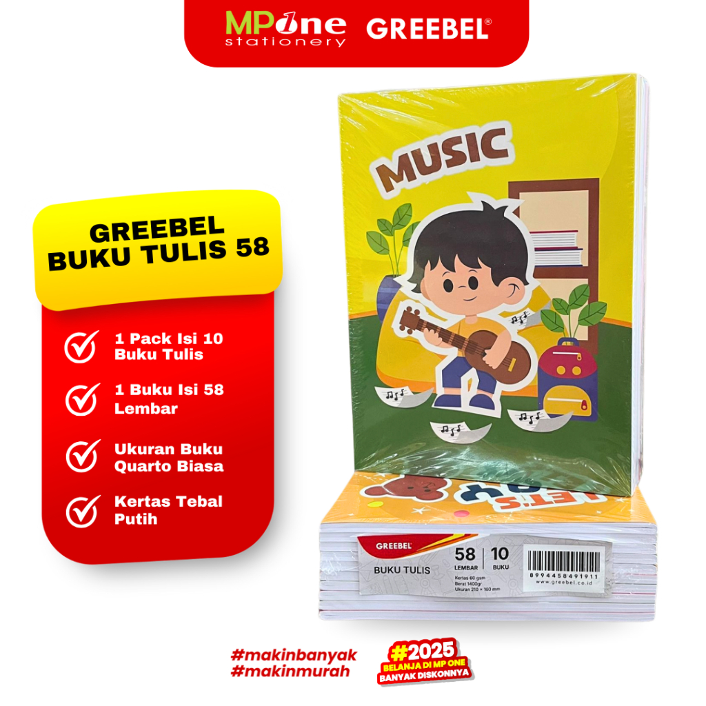 

(1 PACK) Greebel Buku Tulis 58 Lembar / Buku Tulis Anak Sekolah Cover Lucu @10PCS GREEBEL