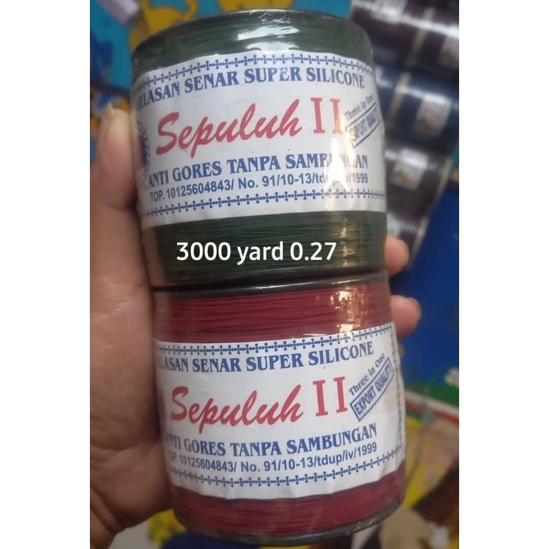 gelasa cap sepuluh dua ukuran 025 panjangn 3,000 yard bagusss