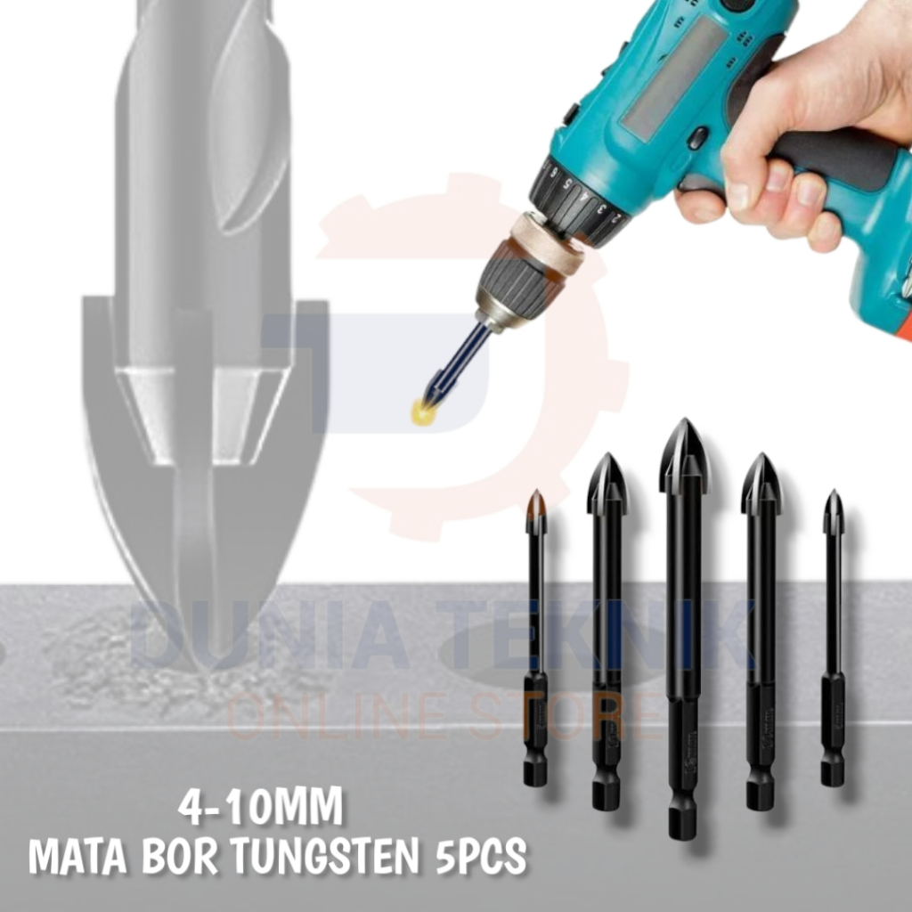 Mata Bor Kaca Keramik Granite Tombak Set Granit 5PCS Tungsten Multifungsi Tombak