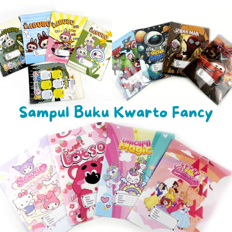 

[1 PAK] 20 Lembar Sampul Buku Kwarto Karakter Fancy 80g 70g Motif Kartun Anak Boy Girl Labubu Kuromoi
