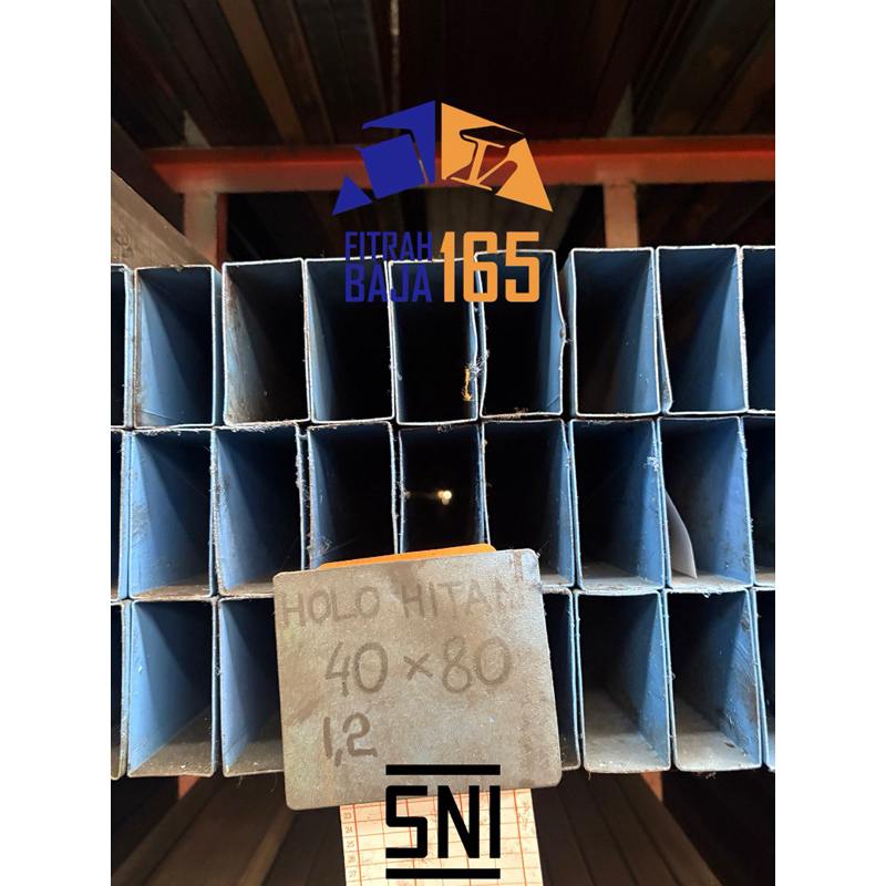 Besi Holo / Hollow Hitam Ukuran 40x80