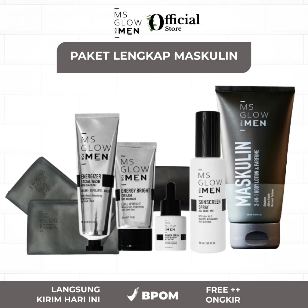 MS Glow Men Paket Lengkap 4 in 1 Original BPOM "Paket New Series Ms Glow for Men" Skincare Pria Menc