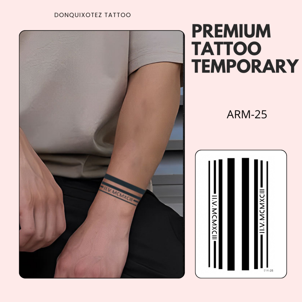 PREMIUM ARMBAND ARM-25 Tato temporer motif garis pergelangan tangan semi permanen fruit ink gelang t