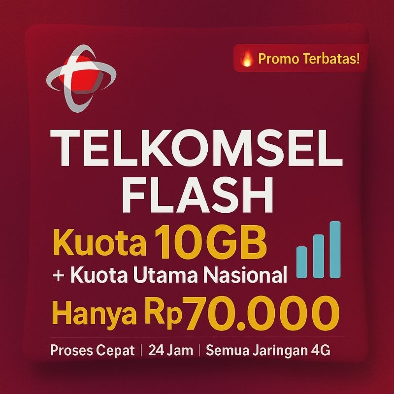 Kuota Telkomsel | PAKET DATA Telkomsel Flash Volume (Kuota Reguler) | TELKOMSEL FLASH 10GB Nasional 