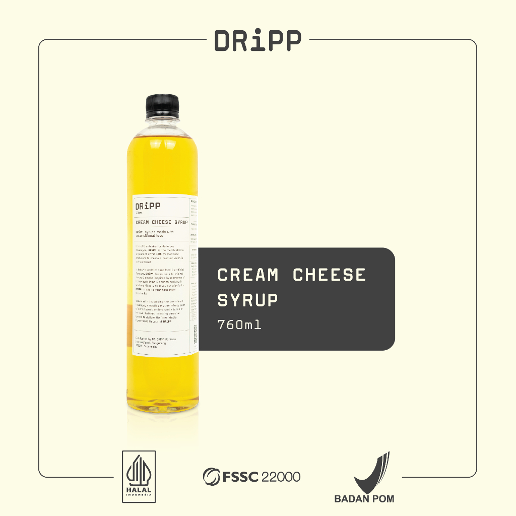 

DRiPP Cream Cheese Syrup - Sirup Rasa Krim Keju Buat Heavy Cream/Minuman Untuk Kafe/Bisnis/Rumahan