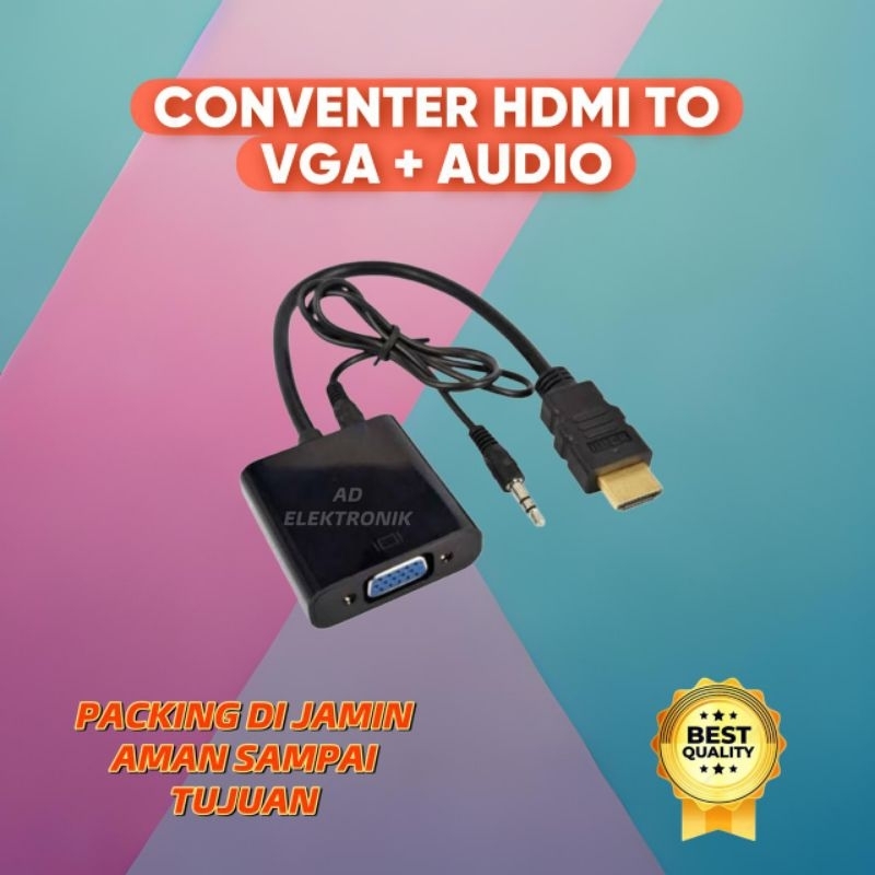 CONVERTER HDMI TO VGA+AUDIO / HDMI TO VGA AUDIO/ CONVERTER HDMI TO VGA + AUDIO KABEL murah