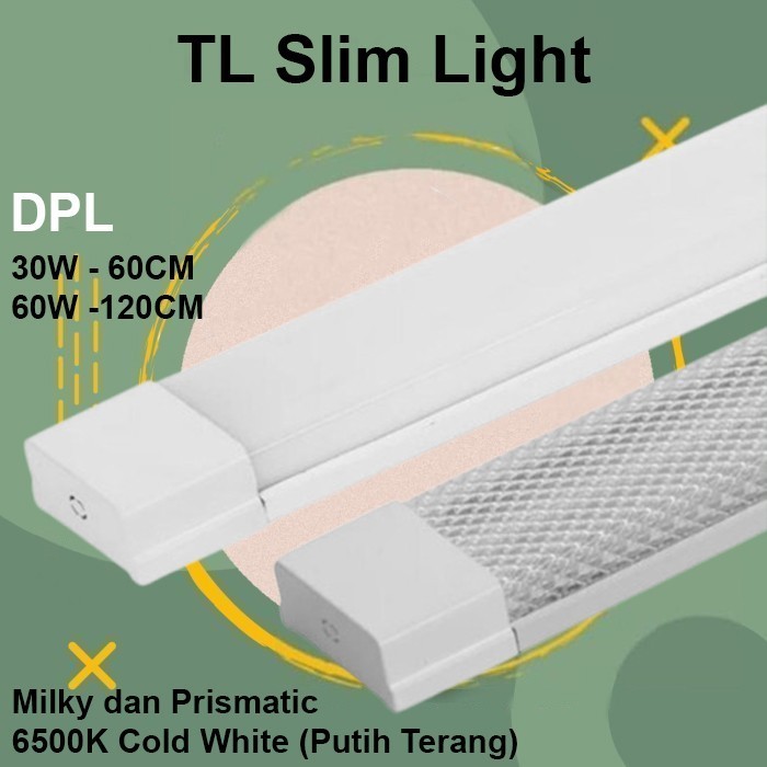 Lampu TL LED Slim 30W 60W T8 Body Milky Prismatik Linear 60cm 120cm