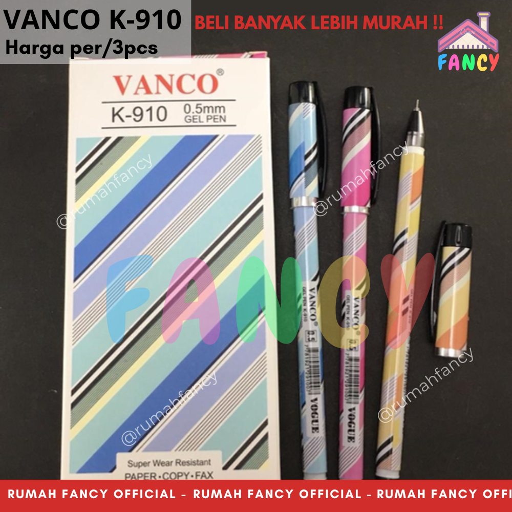 

[1 SET / 3 PCS] BOLPEN VANCO K-910 BODY GARIS SALUR TINTA HITAM PREMIUM / PULPEN BUKA TUTUP