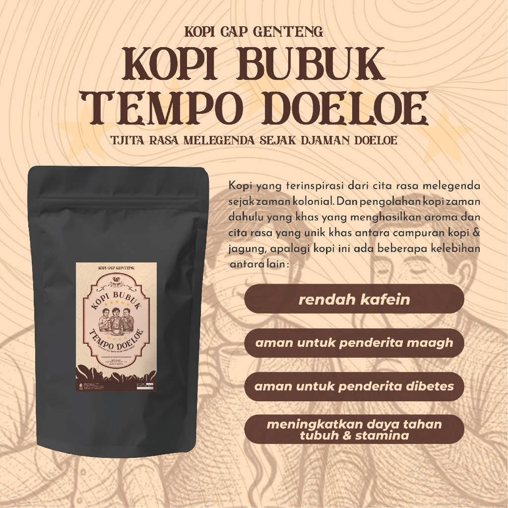 

Kopi Bubuk Tempo Doeloe I Kopi Jagung Murni Rendah Kafein I 200Gr