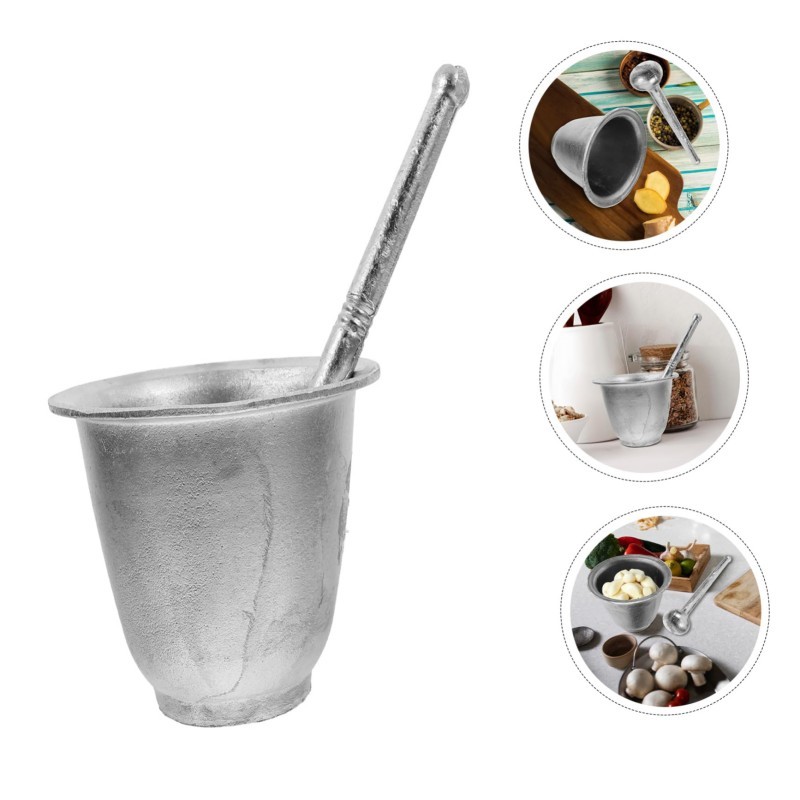 Alat Penumbuk Obat Mortar Pestle M/L Lumpang Besi Tebal Tumbukan Bumbu Obat
